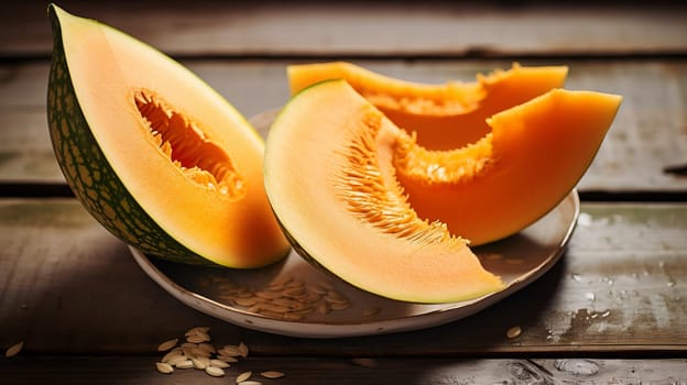 sliced cantaloupe melon