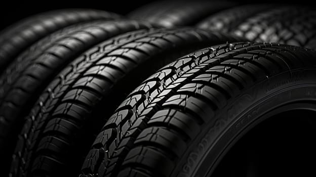 A new tire is placed on the tire storage rack in the car workshop. Be prepared for vehicles that need to change tires.