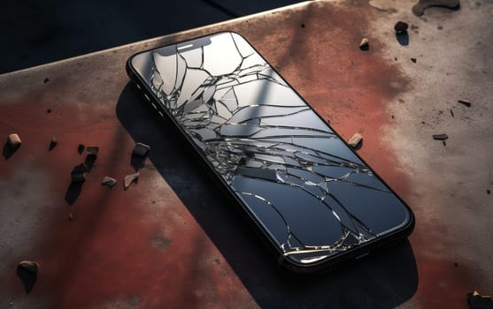 Broken Cracked Screen Mobile - shaterred cellphone screen.