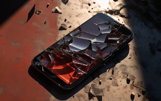 Broken Cracked Screen Mobile - shaterred cellphone screen.