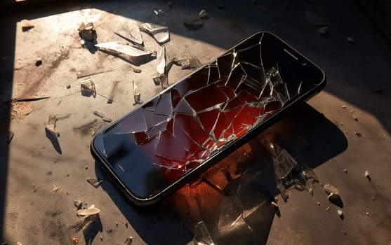 Broken Cracked Screen Mobile - shaterred cellphone screen.