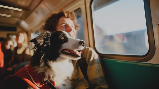 Travelling with house pet. Train ride with dog.