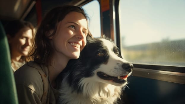 Travelling with house pet. Train ride with dog.