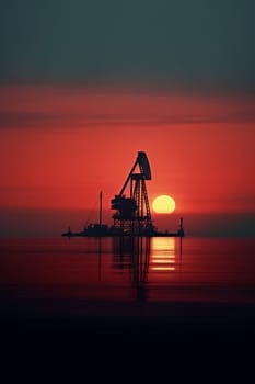 Oil pump oil rig energy industrial machine for petroleum in the sunset background for design