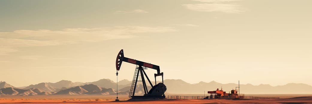 Oil pump oil rig energy industrial machine for petroleum in the sunset background for design