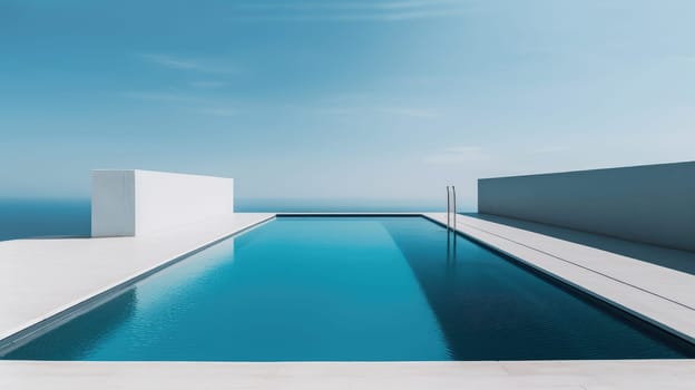 Minimalistic outdoor swimming pool. Generative AI design