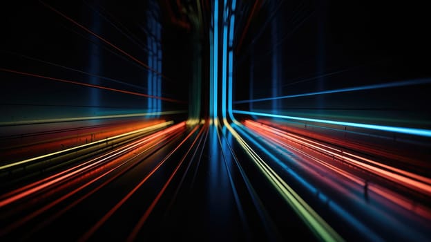 Colorful neon laser lines abstract background. Generative AI designn