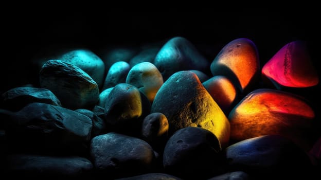 Vibrant luminous stones background. Generative AI drawing