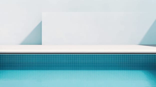 Minimalistic interior with swimming pool. Generative AI design