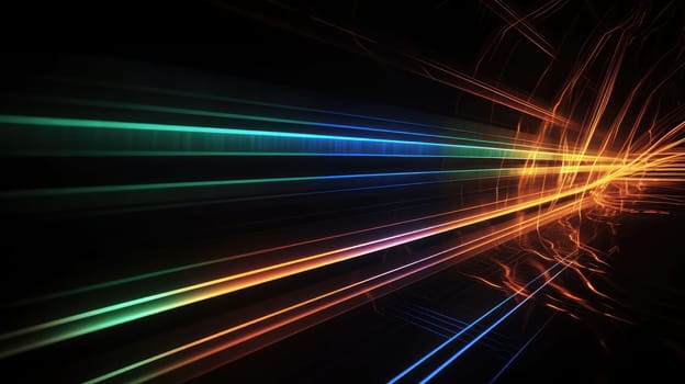Colorful neon laser lines abstract background. Generative AI designn