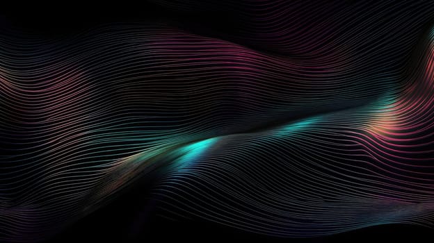 Holographic linear waves abstract background. Generative AI design