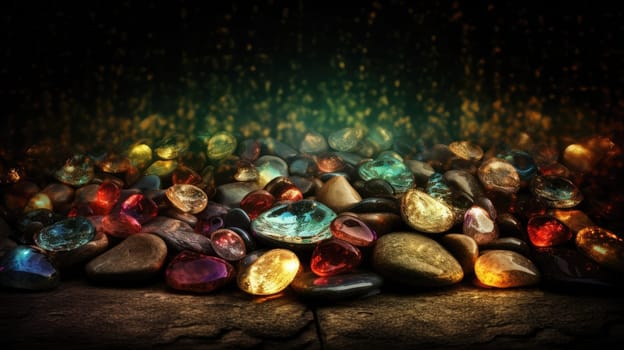 Vibrant luminous stones background. Generative AI drawing