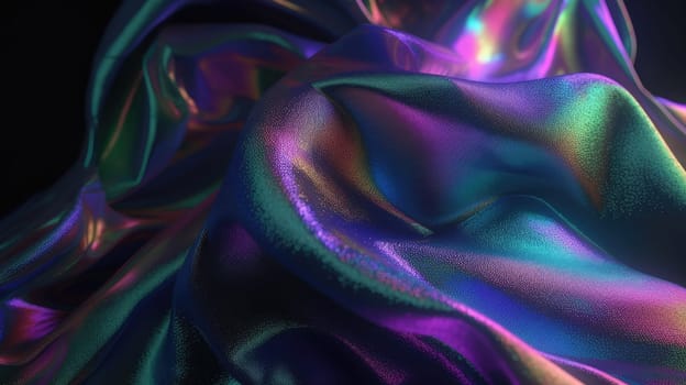 Holographic smooth silk wavy forms abstract background. Generative AI design