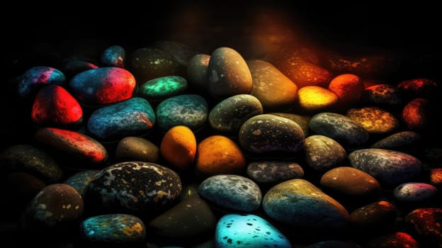 Vibrant luminous stones background. Generative AI drawing