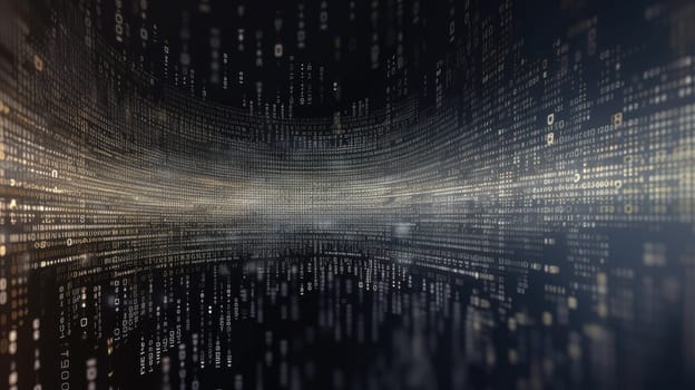 Glowing tech abstract background with blurred code. Generative AI design