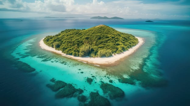 Tropical island top aerial view. Generative AI design