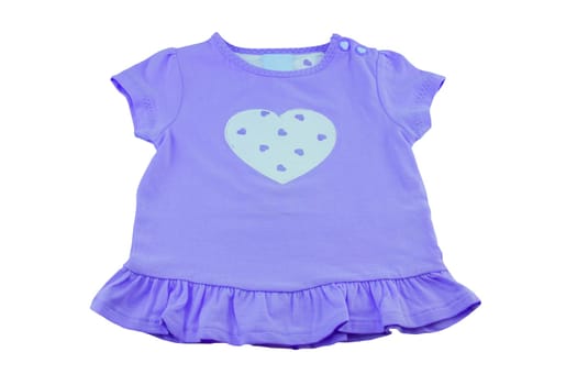 Baby shirts isolated. Fashionable little girl blue short-sleeve shirt or t-shirt isolated on white background. Concept summer fashion for childs.