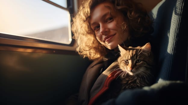 Travelling with house pet. Train ride with cat.