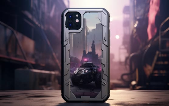 smartphone iPhone durable heavy duty case with Cyperpunk Theme.