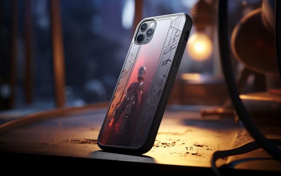 Modern smartphone iPhone durable heavy duty case with Cyperpunk Theme.