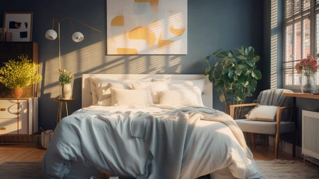 Cozy bedroom in early morning.