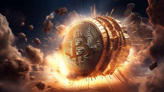Bitcoin with gold around it.