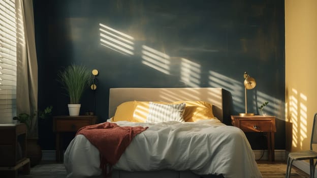 Cozy bedroom in early morning.