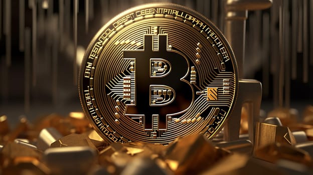 Bitcoin with gold around it.