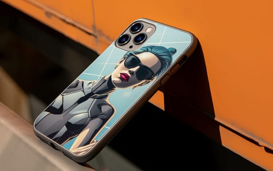 Modern smartphone iPhone durable heavy duty case with Cyperpunk Theme.