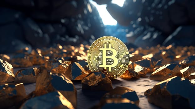Bitcoin with gold around it.