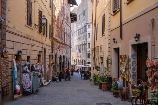 Massa Marittima, Italy - Sept 11, 2022: The old town  of Massa Marittima, also known as the Citta Slow, in Tuscany, Italy