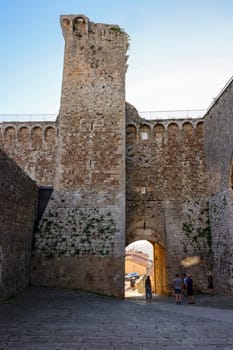 Massa Marittima, Italy - Sept 11, 2022: The old town  of Massa Marittima, also known as the Citta Slow, in Tuscany, Italy