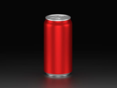Red aluminium cans on black background