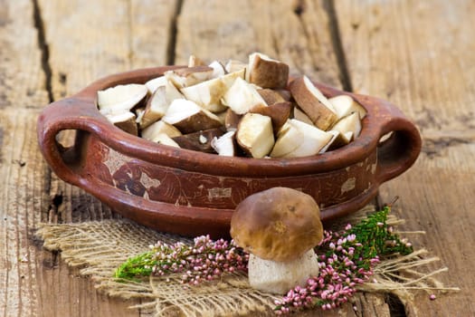 fresh mushrooms (boletus) in a bowl