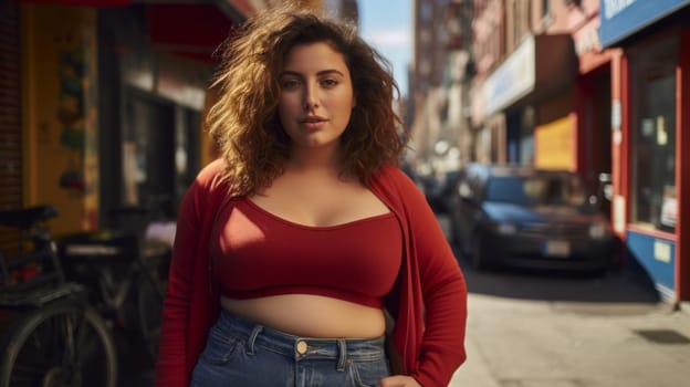 Plus size woman in the city.