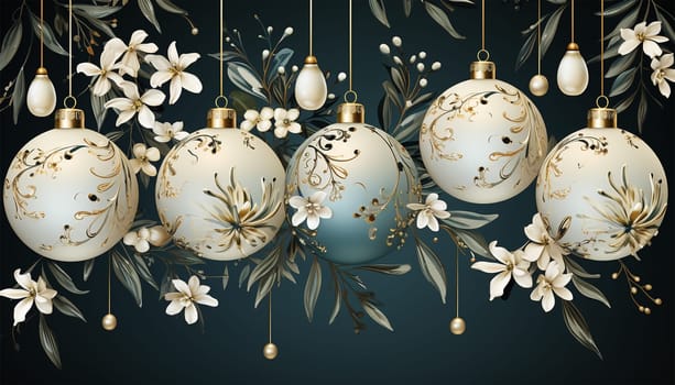 Happy Holiday and Merry Christmas template stylish vintage design. design for Christmas greetings card colorful color. Typography and icon for Xmas background, banners or posters. Winter holidays design elements Copy space. Christmas ball,berries and branches. Space for text