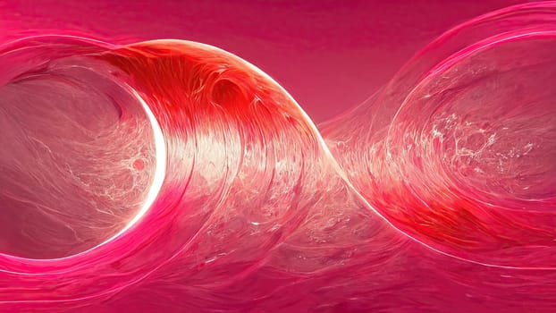Red and pink trendy gradient abstract waves full frame horizontal. Artificial Art.
