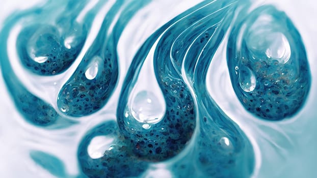 Mesmerizing Aqua Energy - Abstract Artwork with Gradient Waves and Water Drops on White Background. artificial art