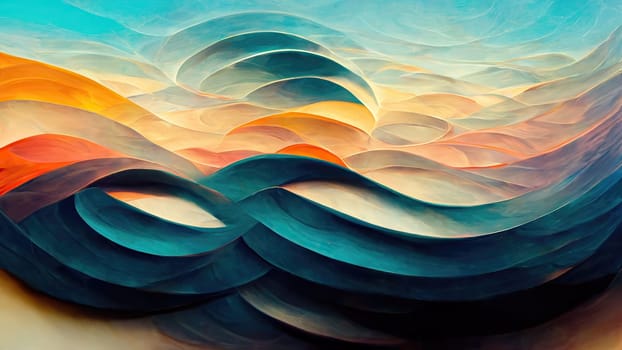 Colorful waves of vibrant orange and beige create a modern backdrop. artificial art