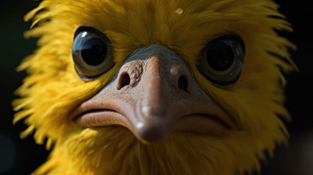 Portrait of a yellow bird close-up. Generative AI design