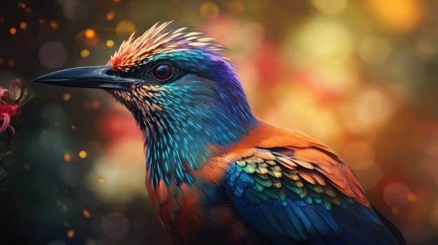 Colorful bird closeup. Generative AI design