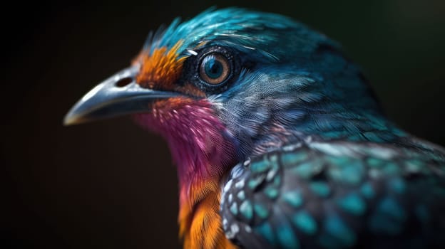 Colorful bird closeup. Generative AI design