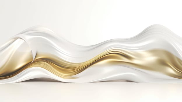 Abstract white golden liquid wavy background. Generative AI design
