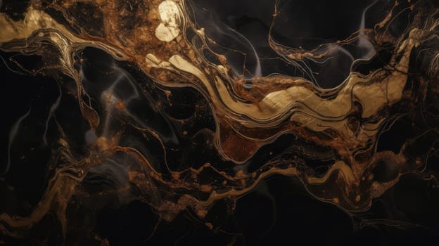 Abstract black golden grunge marble texture background. Generative AI design