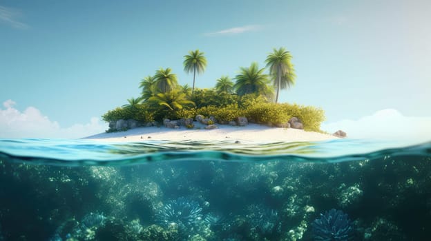 Tropical island and sea. Generative AI design