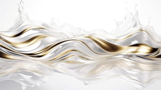 Abstract white golden liquid wavy background. Generative AI design