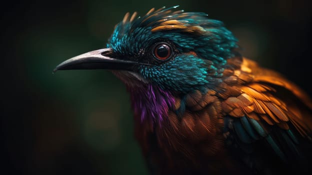 Colorful bird closeup. Generative AI design