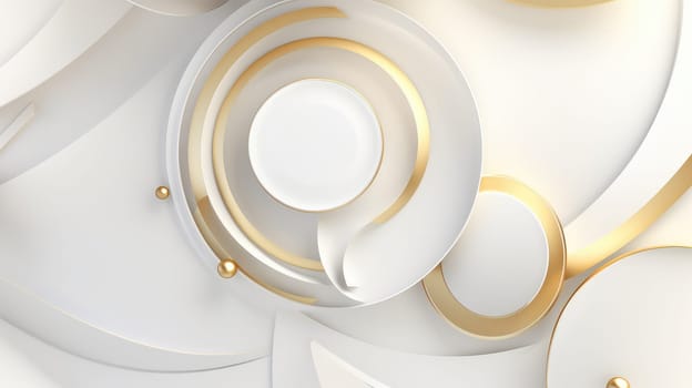 White and golden geometric abstract background. Generative AI design