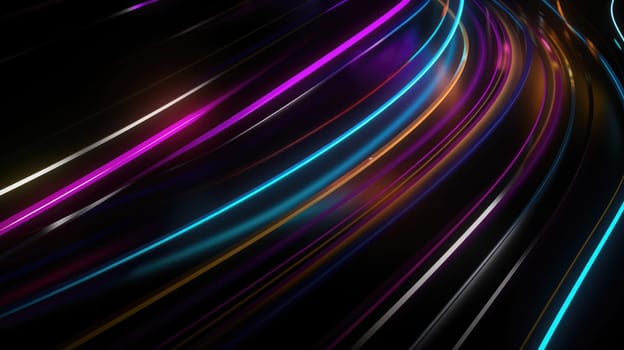 Colorful glossy stripes and neon lights abstract background. Generative AI design