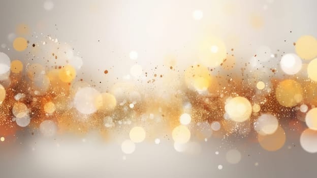 Golden glitter particles and dots abstract background. Generative AI design